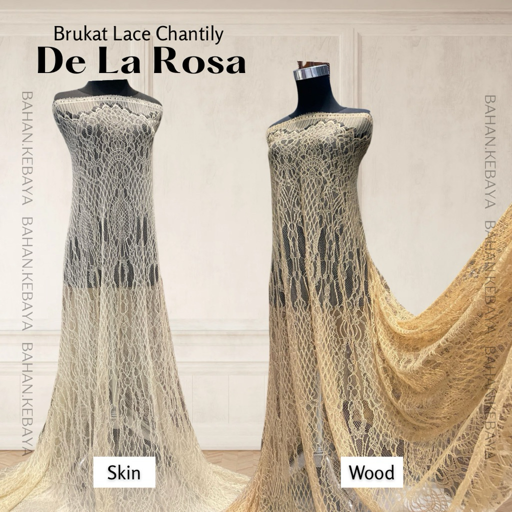 Kain Bahan Kebaya Exclusive Brukat Chantily De La Rosa Lace Semi Perancis Semi France  Series Per Pa