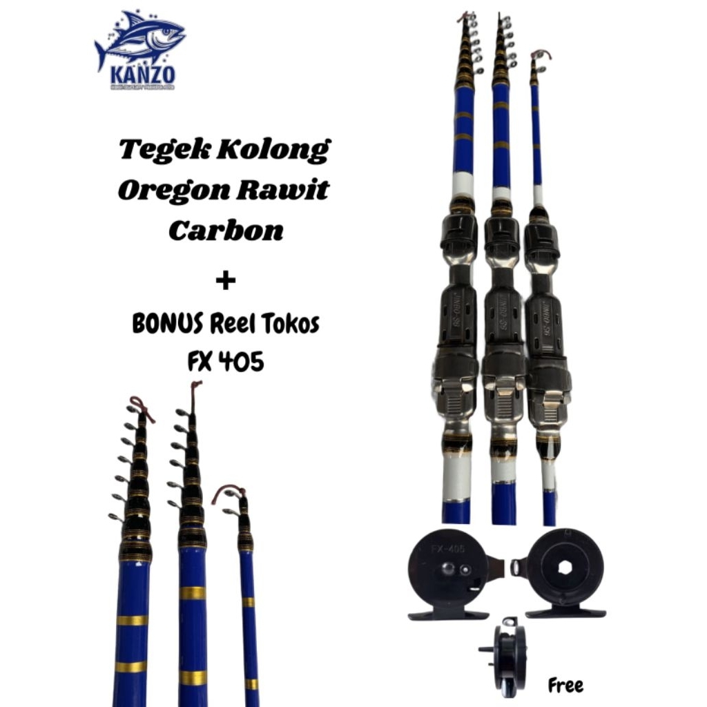joran tegek carbon kolong oregon rawit tegek kolong BONUS TOKOS FX 405