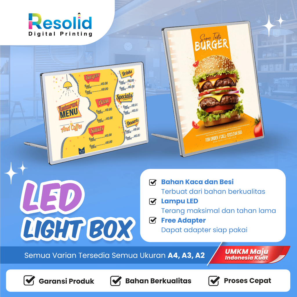 

LED SLIM LIGHT BOX A4 A3 A2 | BACKLIT PRINT | MENU DISPLAY CAFE TOKO BOOTH UMKM MENU BOARD BRACKET LED SIGNBOARD LIGHT BOARD LED LIGHT BOX LED DISPLAY SIGN BOARD LAMPU DAFTAR MENU