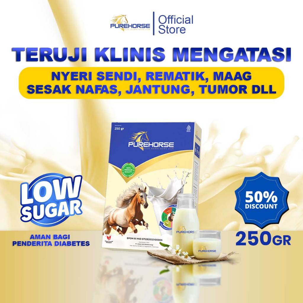 

Purehorse Susu Kuda Mengatasi Rematik & Persendian Rendah Gula Aman Bagi Yang Diabetes | 1 Box