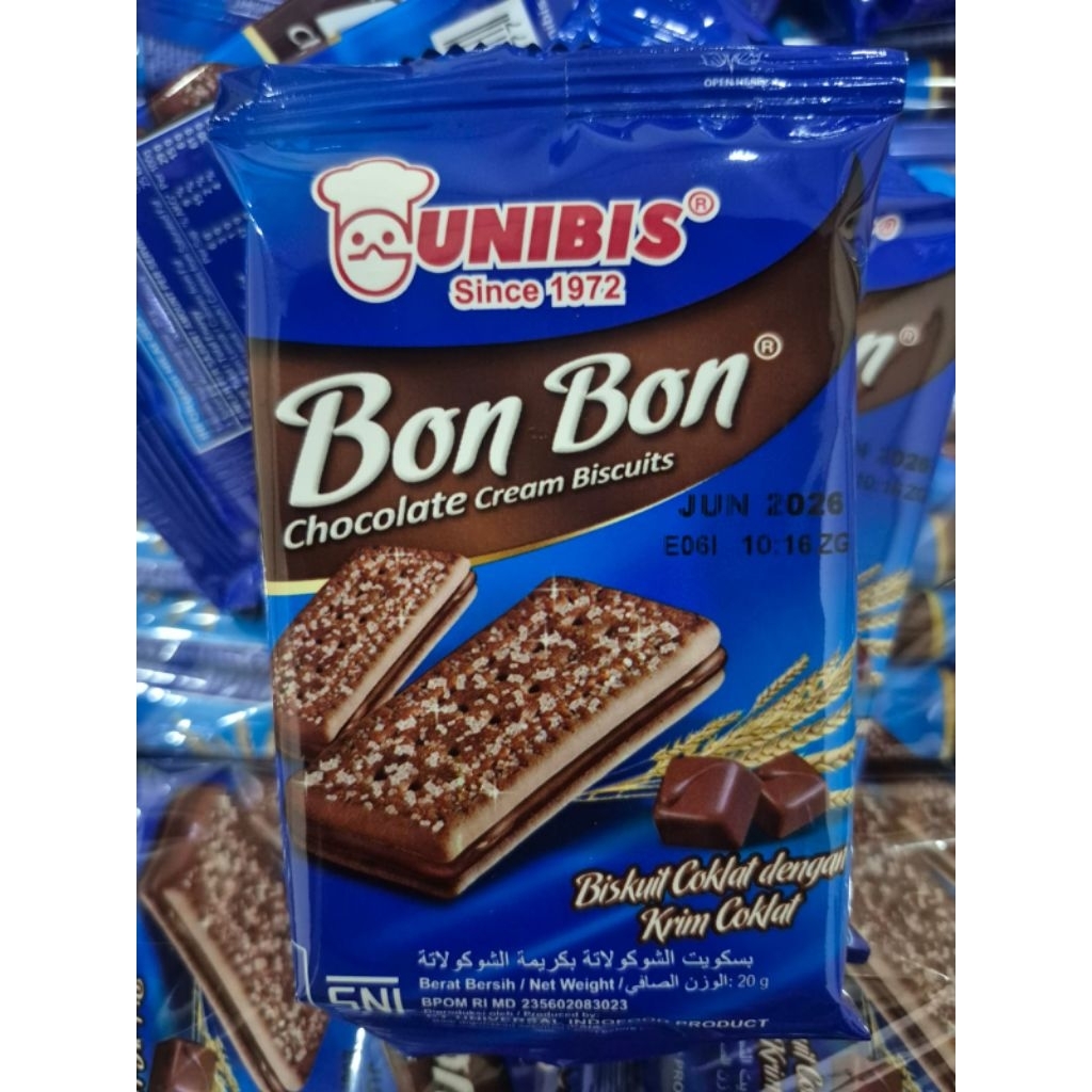 

UNIBIS BON-BON CHOCOLATE CREAM BISKUITS 1 RENCENG ISI 10 BUNGKUS