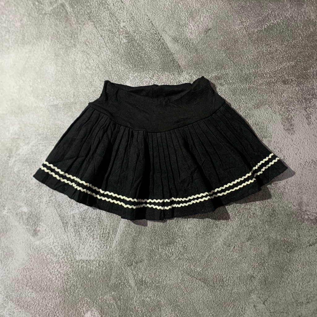 Black Flare Ringer Skirt Y2K Japanese Women