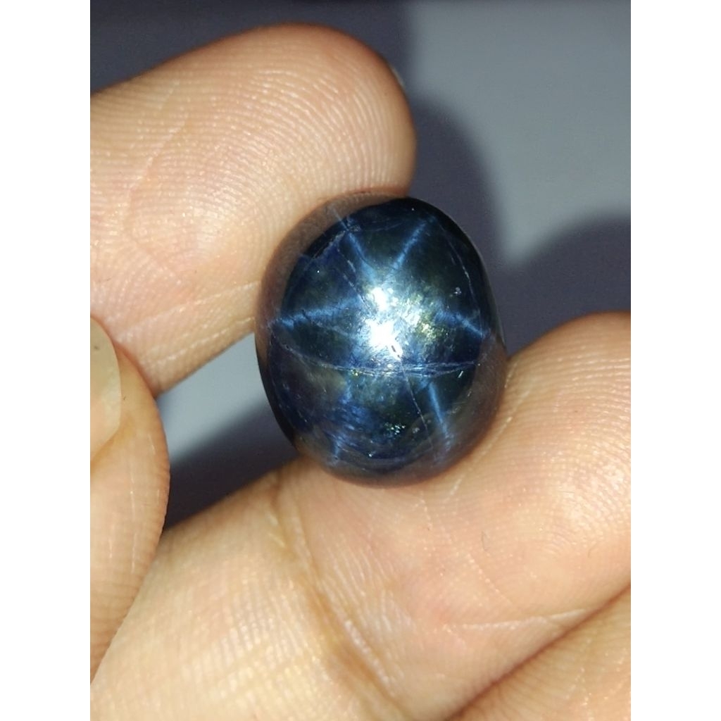Natural Blue Star Sapphire Memo 15 x 12 x 9 mm 21.15 Ct Jumbo Montok Tebal Biru Perfect Oval Cabocho