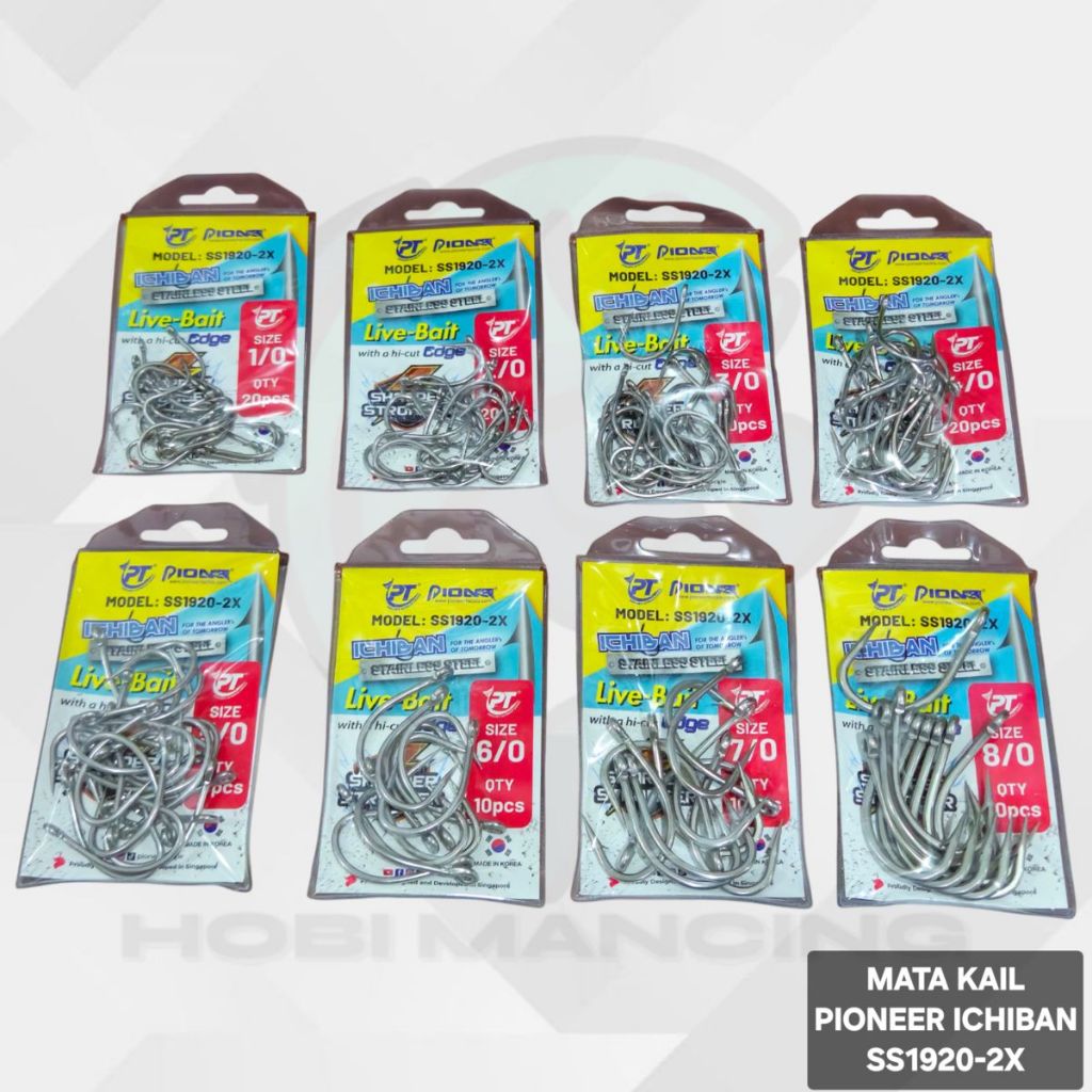 Mata Kail Pioneer Ichiban SS 1920 / Hook Pancing Pioner Tajam Tebal dan Kuat Ring Carbon SS1920-2X S