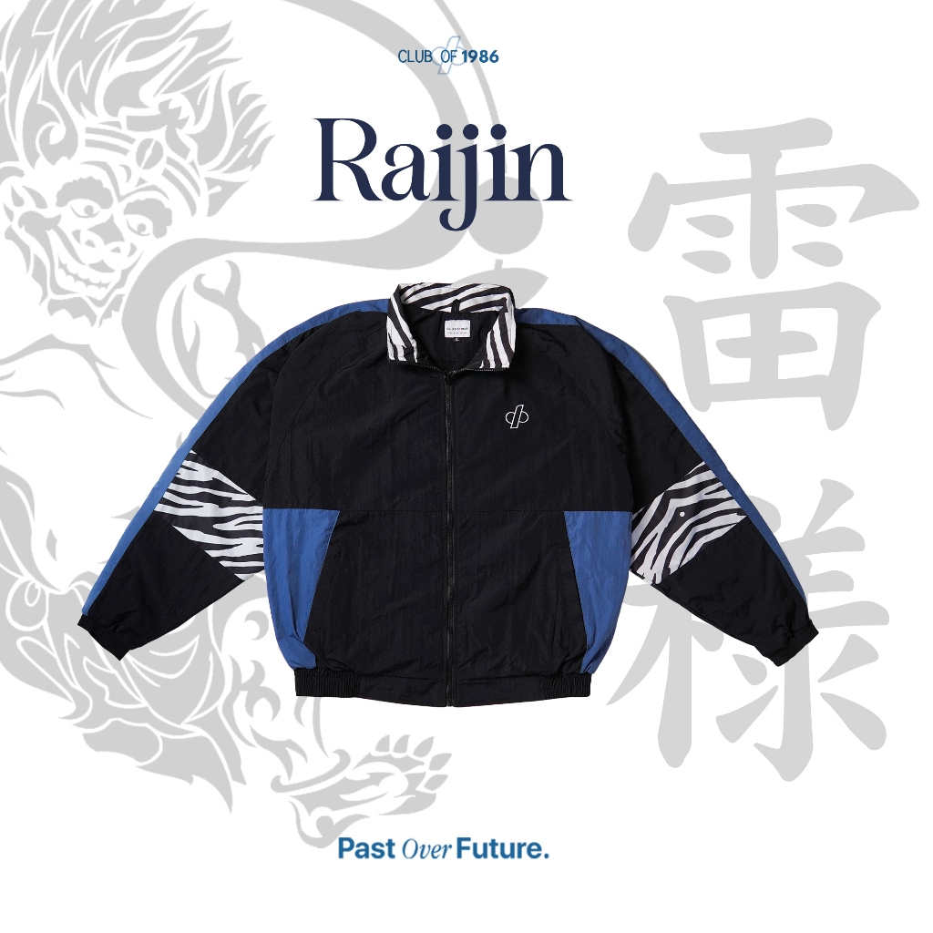 RAIJIN Club of 1986 Nylon Vintage Jacket / Jaket Retro Oversize Colorblock Motif Tiger
