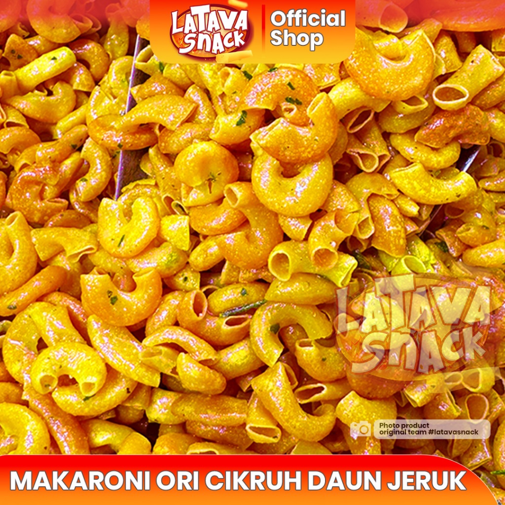 

1 Kg Makaroni Ori Cikruh Daun Jeruk - Renyah LATAVA SNACK Camilan Premium Bumbu Cikruh
