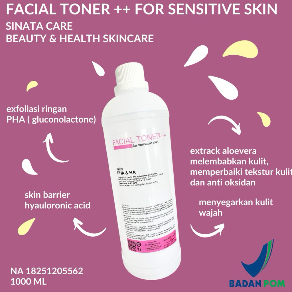 toner wajah bening sensitive pha plus HA literan  bpom