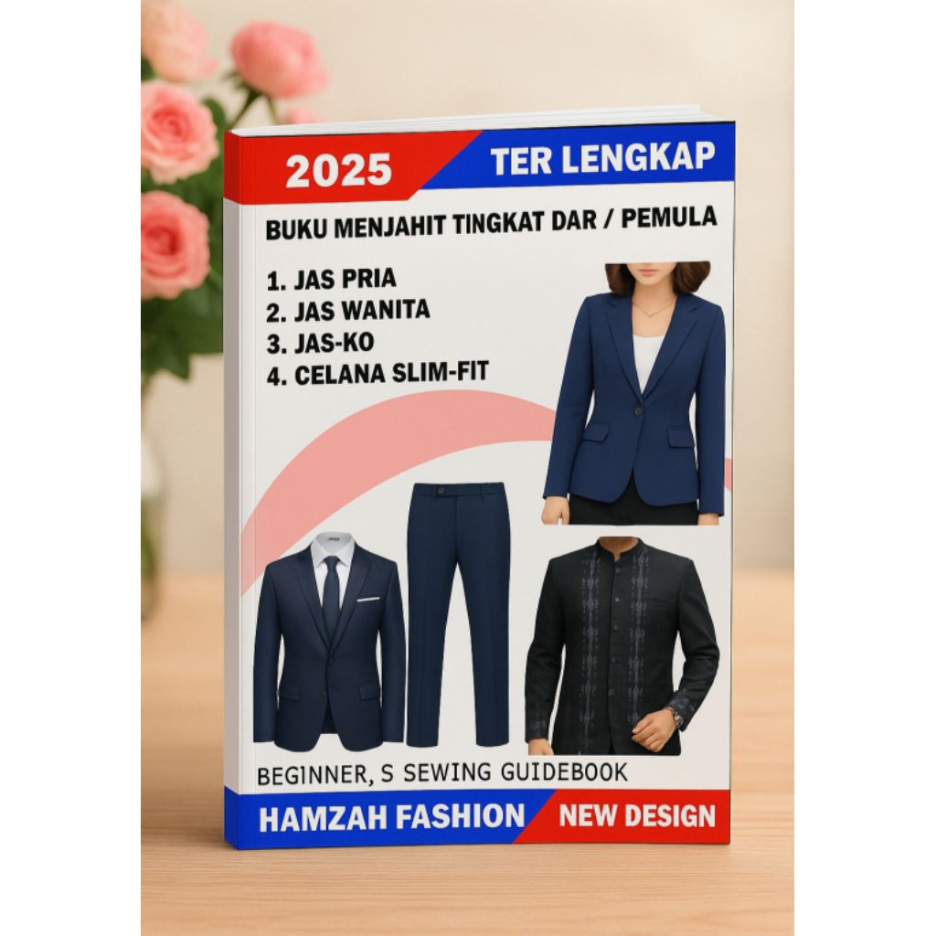 Buku Pola jahit isi 4 buku JAS WANITA JAS PRIA JASKO CELANA SLIMFIT tingkat dasar