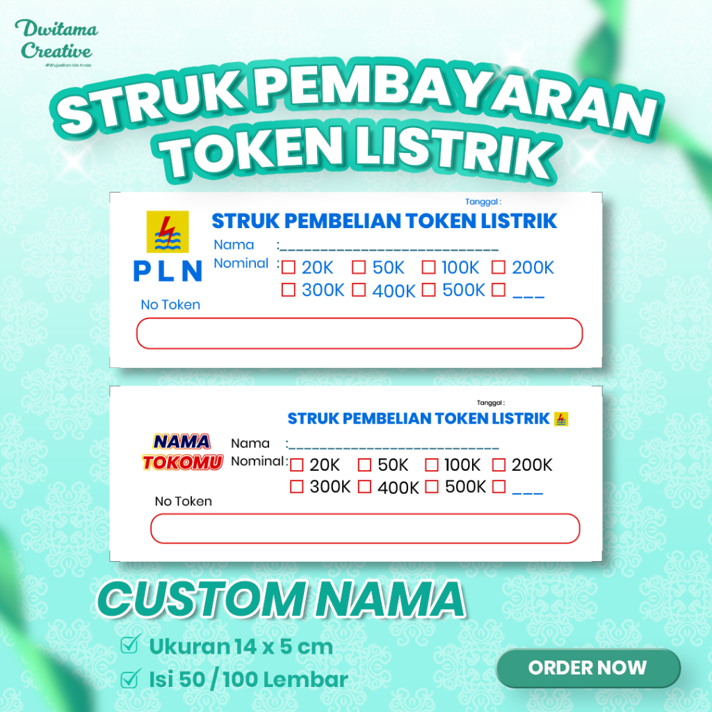 

Struk Pembelian Token Listrik Custom Nama Toko