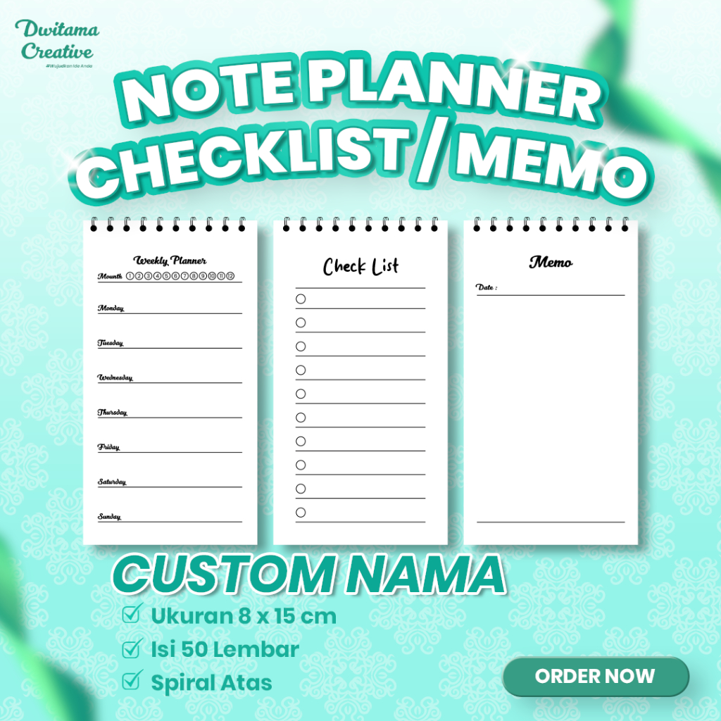 

Note Planner & Weekly Planner Spiral – Buku Agenda, Checklist, Memo Harian