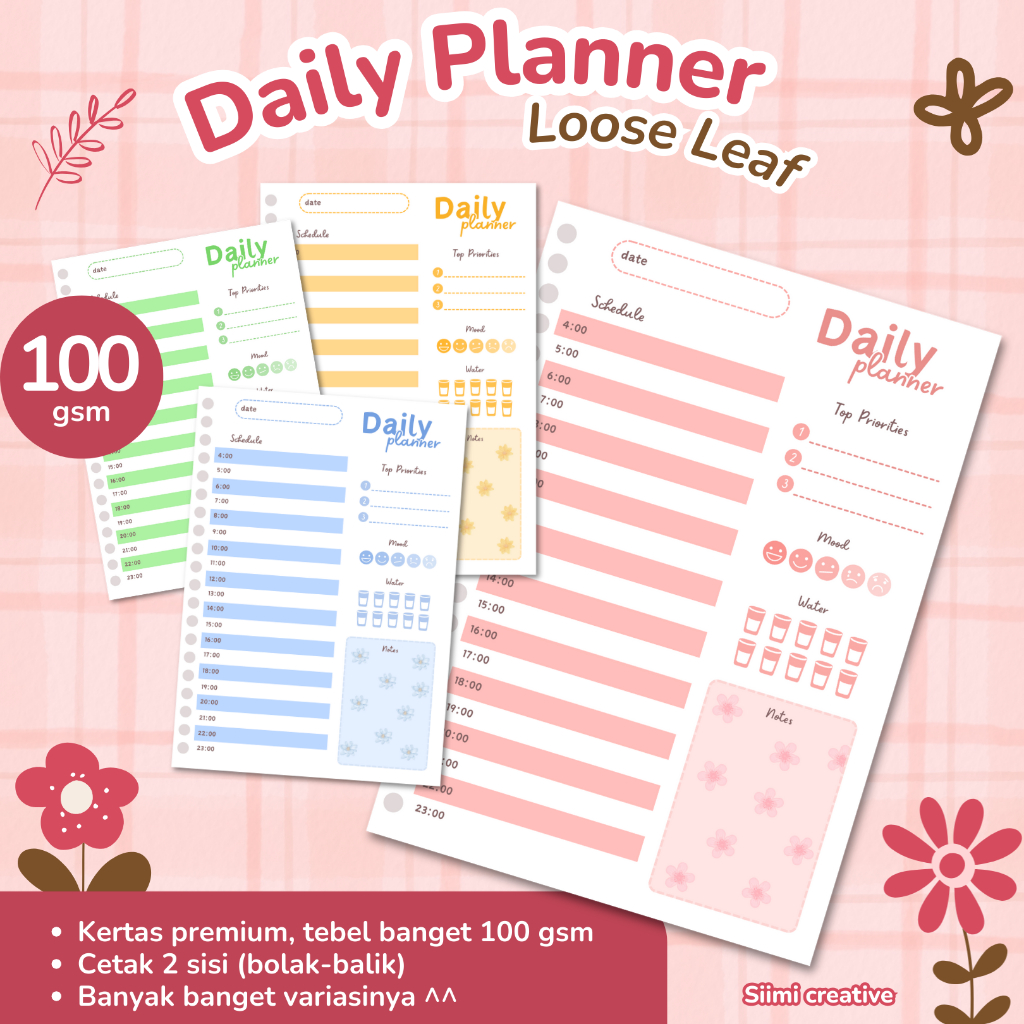 

SIIMI DAILY PLANNER - LOOSE LEAF ISI BINDER A5 KERTAS BINDER NOTEBOOK