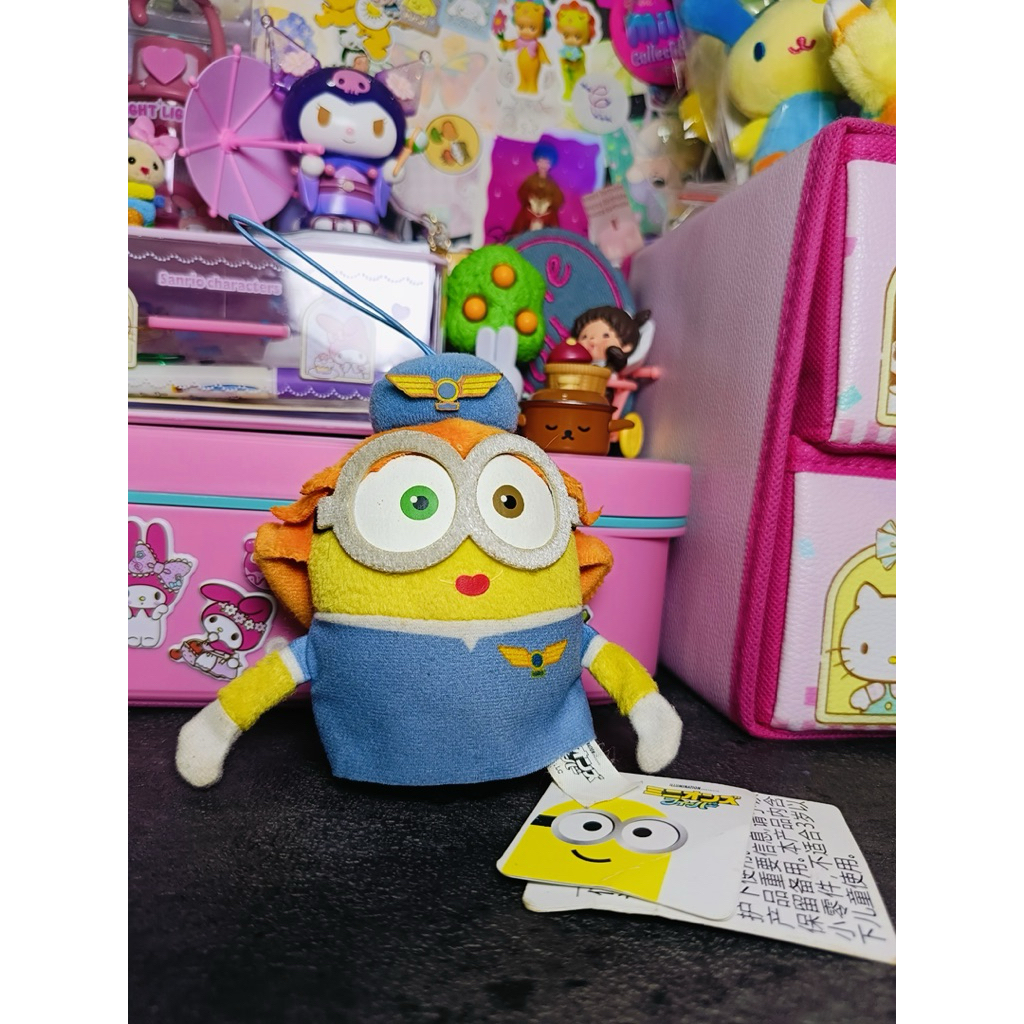Minion Bob Pramugari Ganci Keychain Plushie Charm New Tag