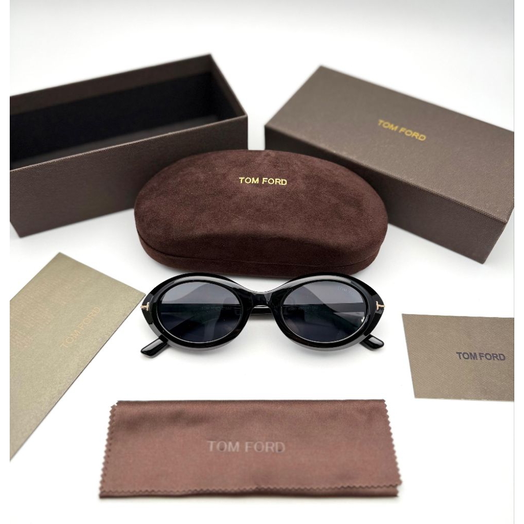 Kacamata Sunglases Mewah Grade Super Wanita / Pria TOM FORD Kacamata Hitam Bulat Lonjong Oval Wanita