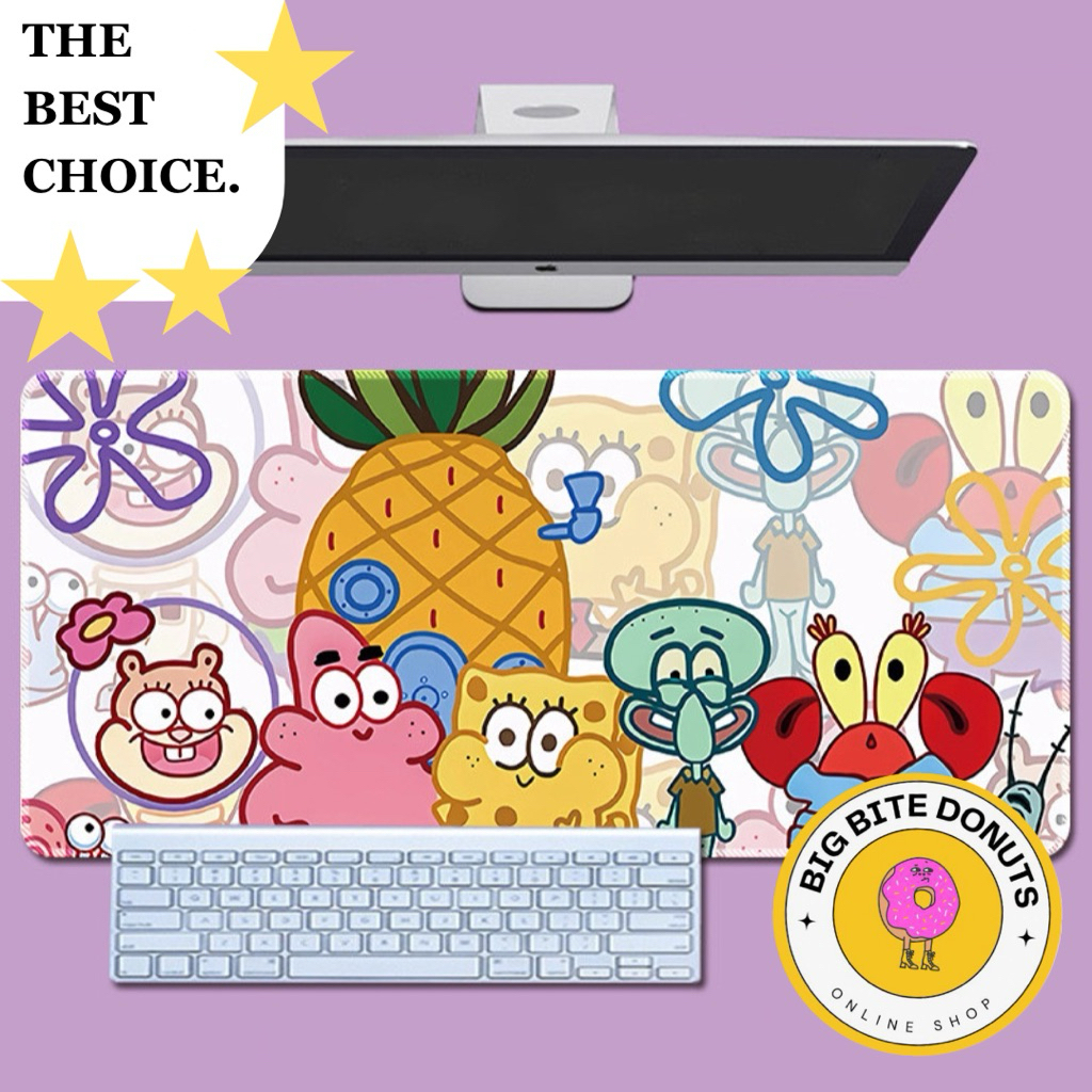 [ORI] Premium Mouse Pad Gaming 80x30cm ketebalan 3mm Motif Spongebob Squarepants Patrick Lucu Untuk 