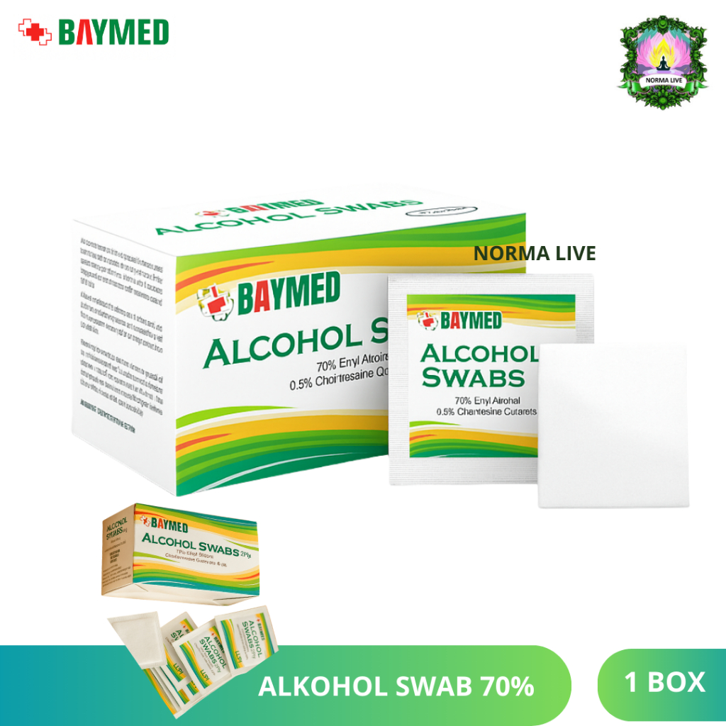 Alcohol Pad Swab BAYMED Isi 100 Kapas Alkohol Tisu Pembersih Steril Antiseptik Praktis Untuk Medis &