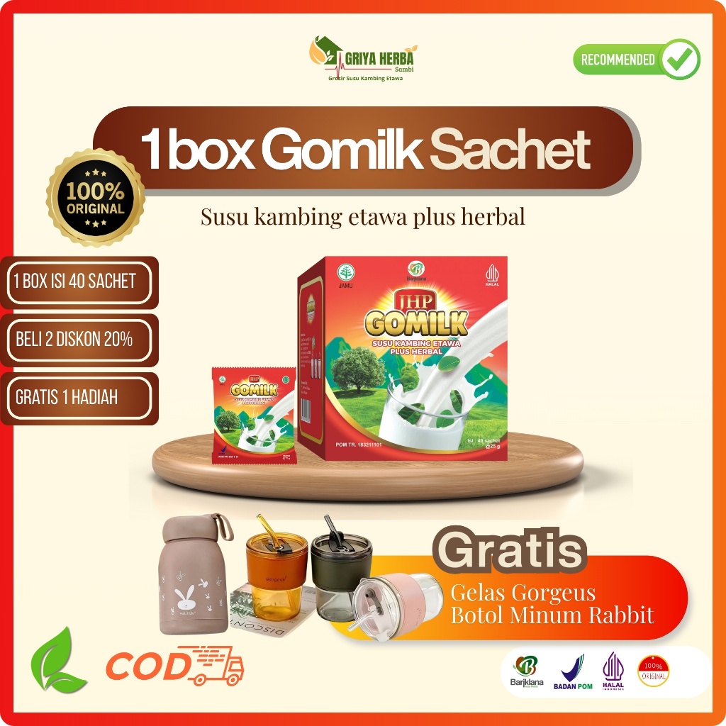 

1 Box Gomilk Sachet Susu Kambing Etawa Plus Herbal Menambah Nafsu Makan Praktis Tidak Bau Prengus