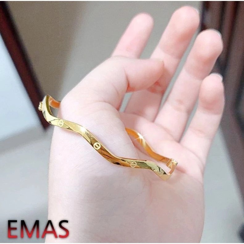 Gelang Bangle Titanium Nagita Gelombang Terbaru Bracelets Elegan Fashion Korean Style
