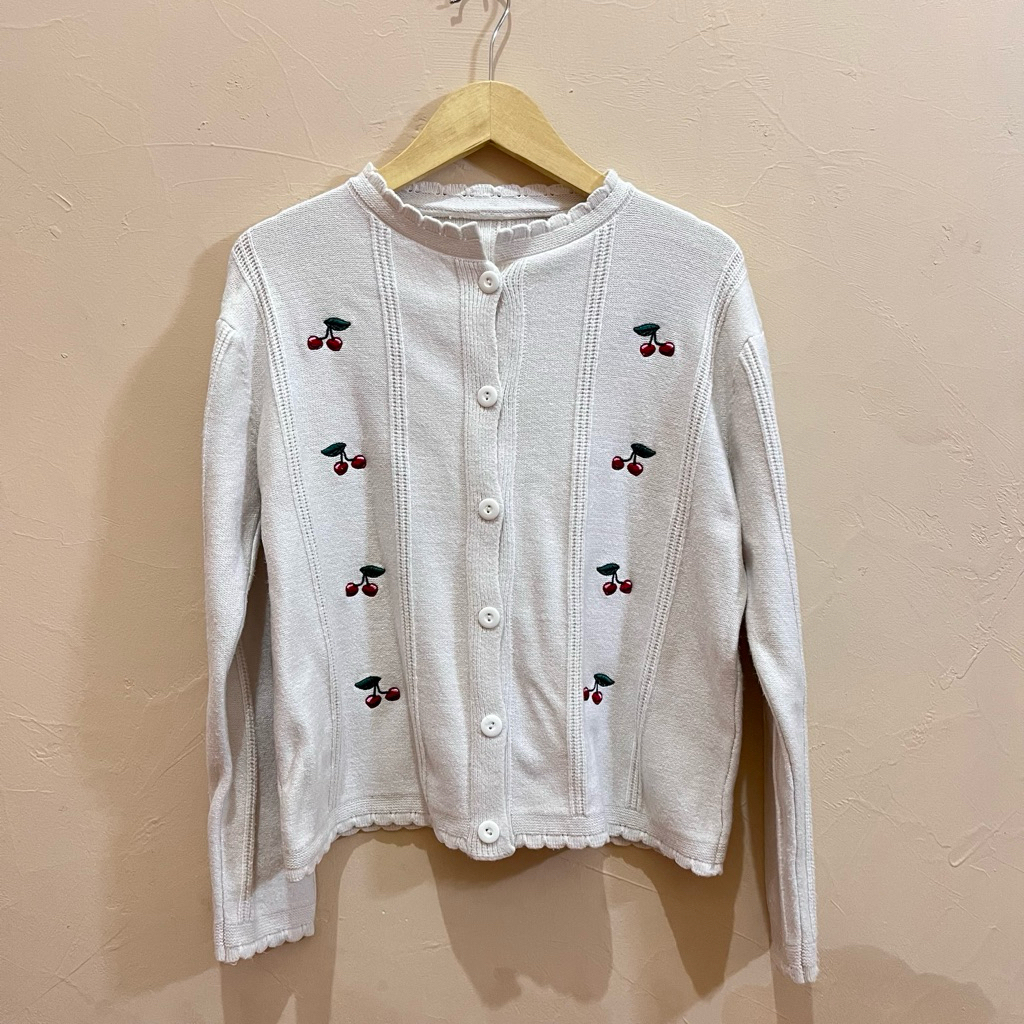 cherry knit cardigan