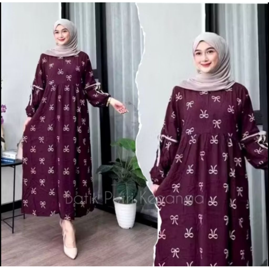 Dress Anjani Gamis Anjani Motif Pita kain Rayon Premium Gamis Busui