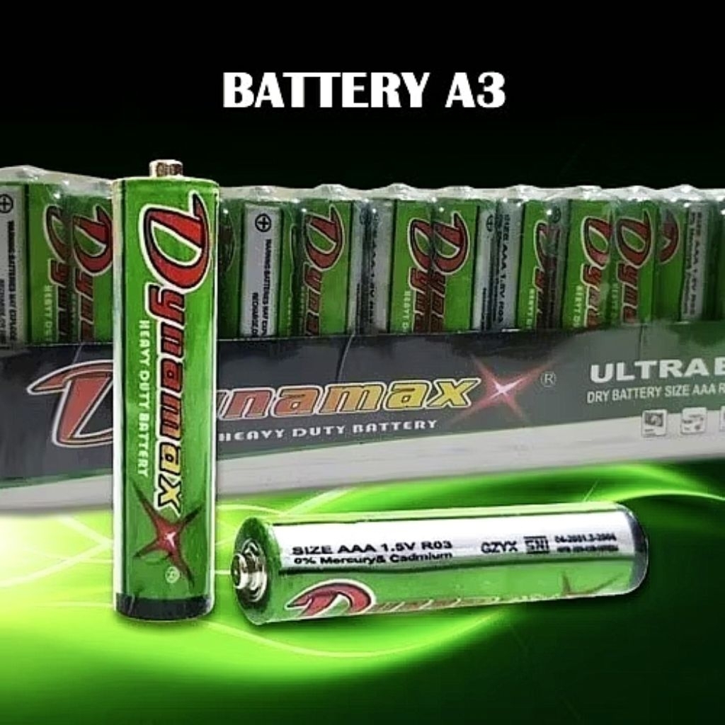 PAKET 4PCS BATERAI AAA DYNAMAX HIJAU Sni A3 1.5v 1.5 Volt Battery Batere Batre Batrai Remot Tv Ac Ma