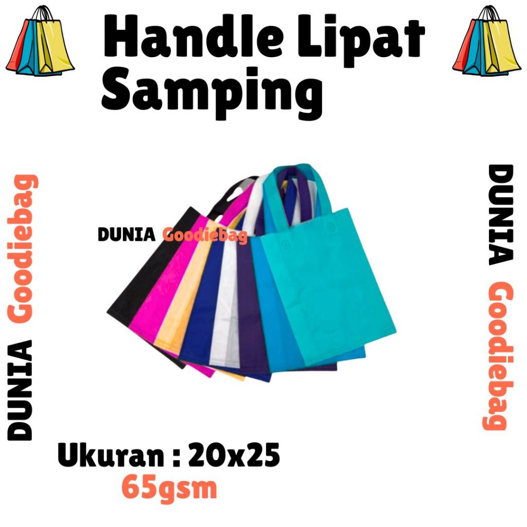 

Handle Lipat Samping Ukuran 20X25 Isi 12pcs Tas Goodiebag, Tas Hampers, Tas Sovenir Tas Spundboond.