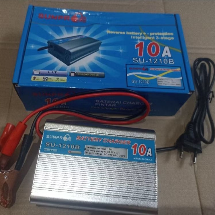 Charger Aki Otomatis 10 Ampere Battery charger Aki Sunpro 10A