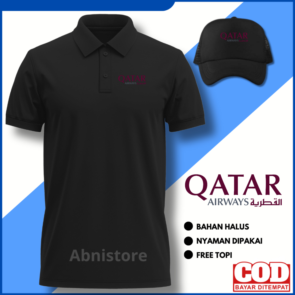 Polo Shirt Qatar Airways Baju Qatar Airways Kaos Kerah Qatar Airways