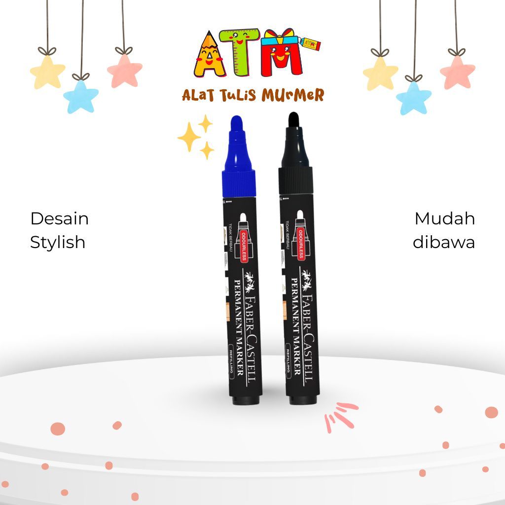 

Eco Permanent Marker/Spidol Permanent/Faber Castell Eco Permanent 11B Warna Hitam & Biru