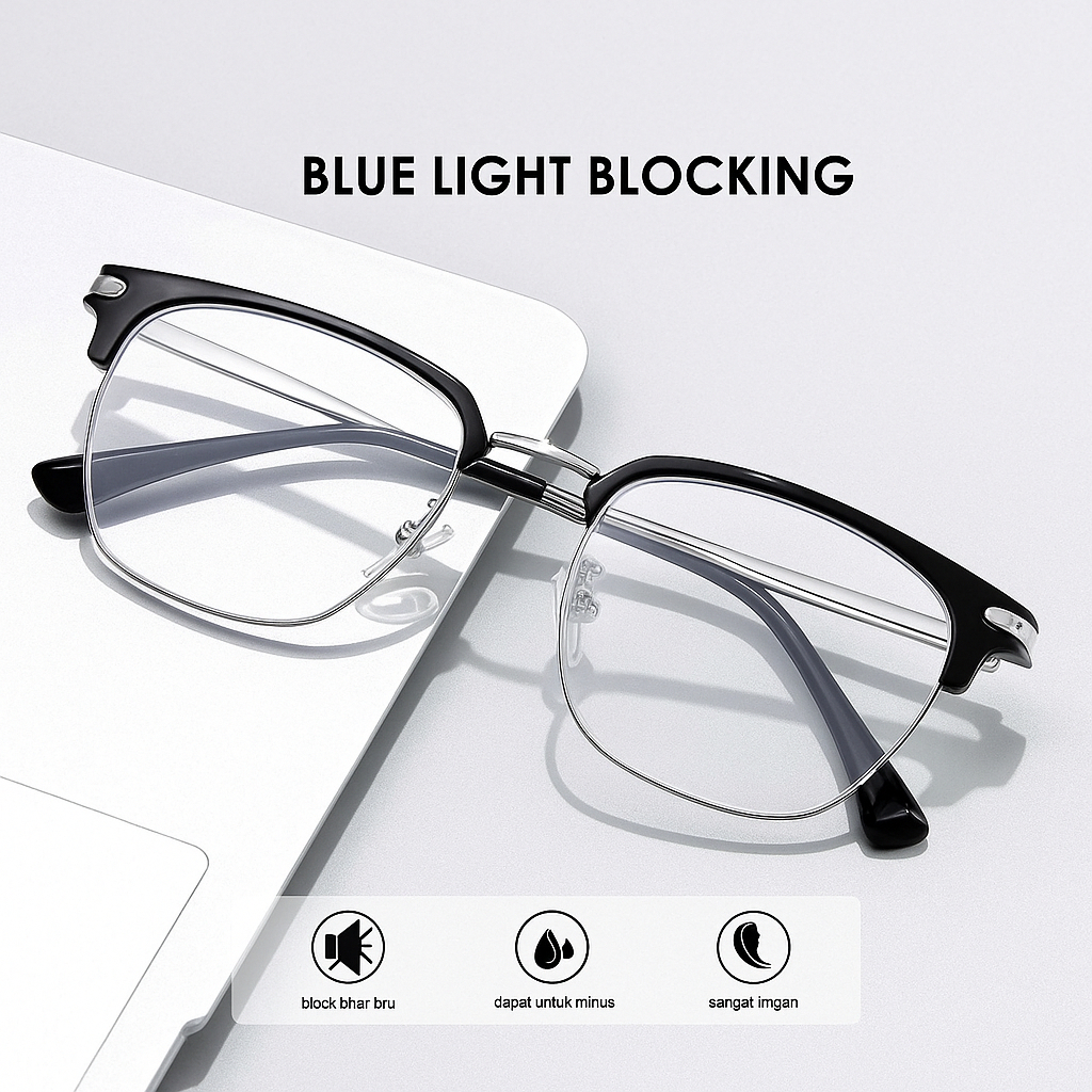 Kacamata Minus Petak Photocromic Anti Radiasi Stylish Kekinian Unisex Pria Wanita