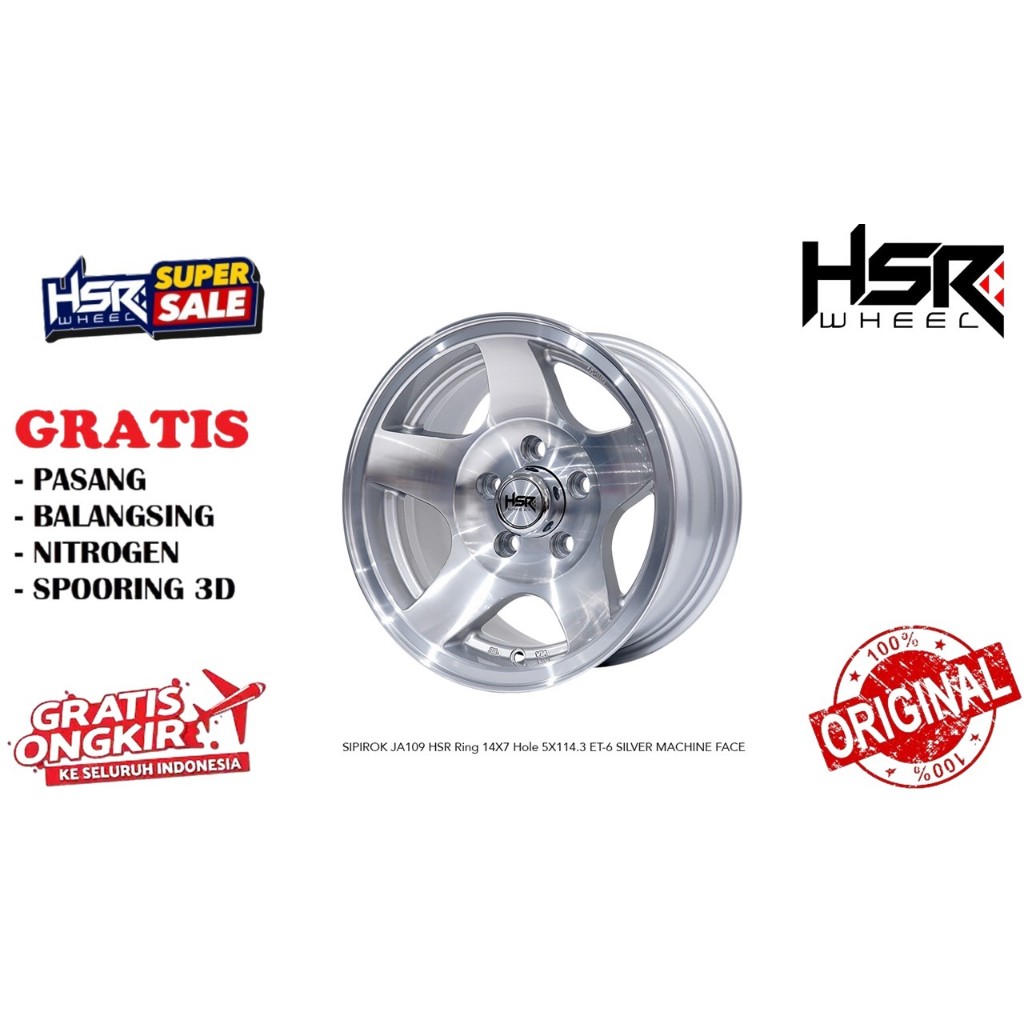Velg Racing Hsr Sipirok R14 Silver Lubang 5x114.3 Untuk mobil grandmax,luxio,L300 DLL