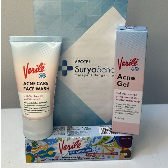 Verile Acne Gel - Verile Facial Wash - Verile Blemish Cream - Paket Perawatan Verile - Paket Verile