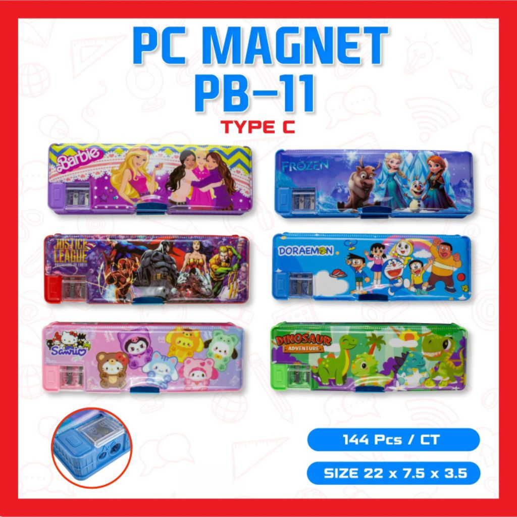 

Tempat Pensil Karakter / Kotak Pensil Magnet 2sisi + Rautan