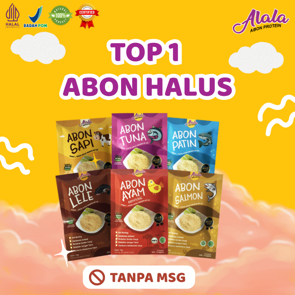 

Alala Abon MPASI & Anak 15gr Sapi - Abon Halus Premium - Crunchy - Tanpa Penguat Rasa - BB Booster