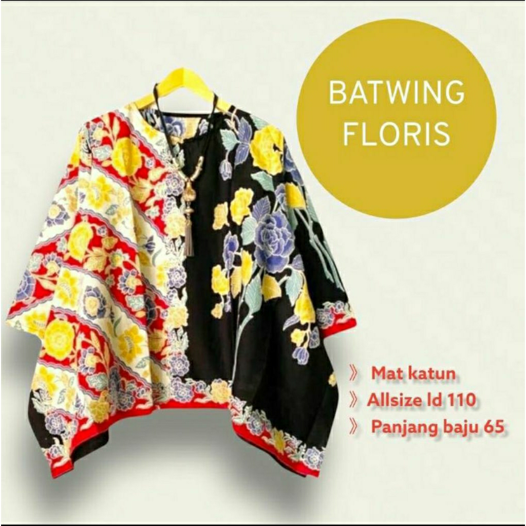 Blus Batwing Floris Batik Solo Blus Batik Wanita