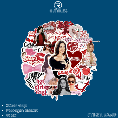 

OURULES - 60 Pcs Stiker Pack Band LANA DEL REY Super Hypebeast Aesthetic 009 VinyL Glossy Waterproof