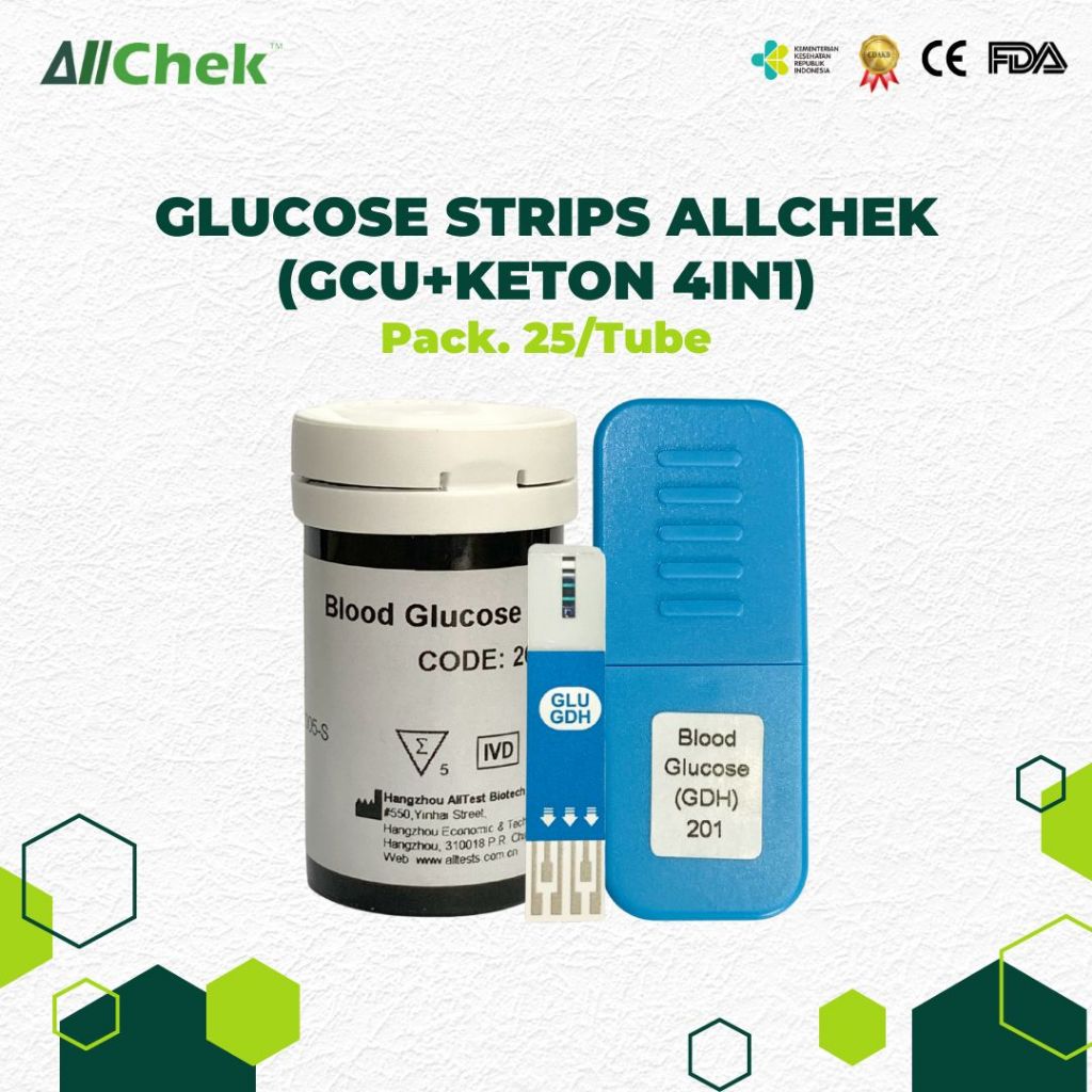 Allchek Gula Darah Test Strip – Refill Alat Multimeter 4-in-1 Isi 25