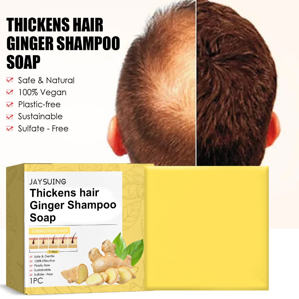Jaysuing Thickens Hair Ginger Shampoo Soap 1pcs Sabun Penumbuh Rambut Pertumbuhan Rambut Kebotakan A