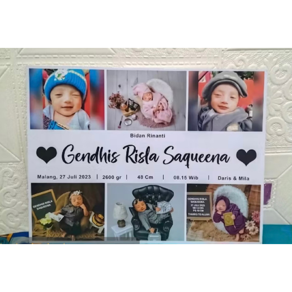 CETAK PHOTO BIODATA BAYI + BINGKAI KAYU MDF