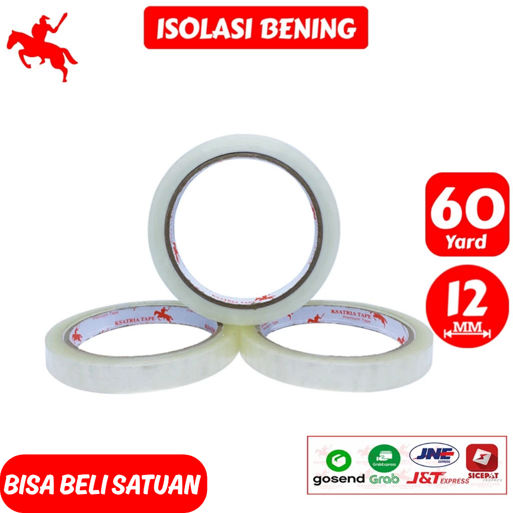 

Isolasi Bening / Lakban Clear Yellow KSATRIA Tape 12mm x 60Yard