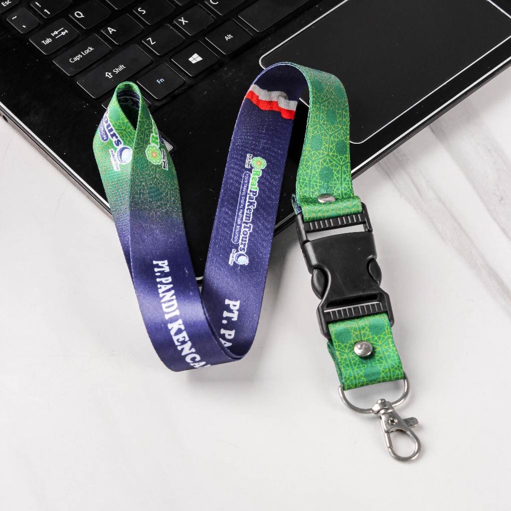 

Cetak tali lanyard desain custom printing sublim ukuran 2,5cm anti luntur