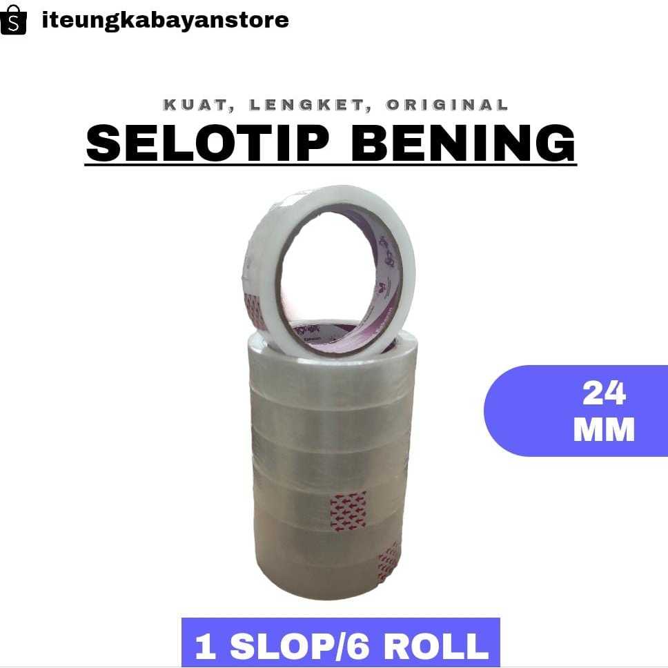 

Selotip Kabayan Bening 24mm 1 slop 6 rol
