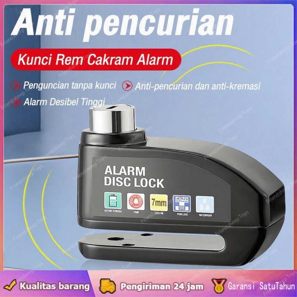 Gembok Cakram Alarm Disc Lock Kunci Alarm Gembok Motor Anti Maling/Gembok Motor Anti Mal Gembok Cakr