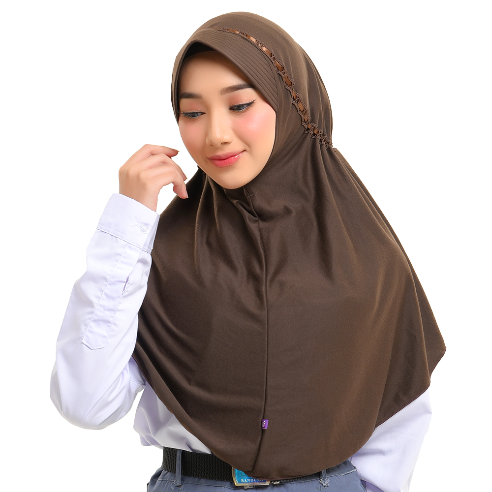 Rabbani - Kerudung Sekolah Instan Hemy Warna COKLAT PRAMUKA