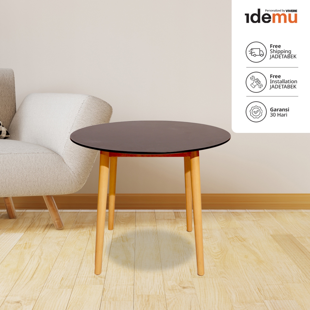 IDEMU by VIVERE - Verde Round Dining Table Black Meja Makan