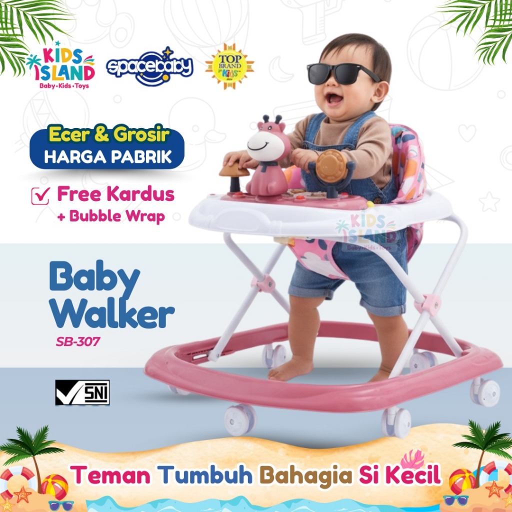 Baby Walker Spacebaby SB 307 Alat Belajar Jalan Bayi Kereta Bayi Bisa Dorong Model Rusa Musik Murah