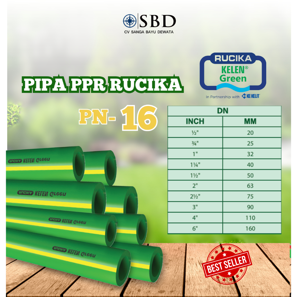 Pipa PPR Kelen Green Rucika PN 16 | Pipa Air Panas & Dingin Original – 20mm s/d 50mm