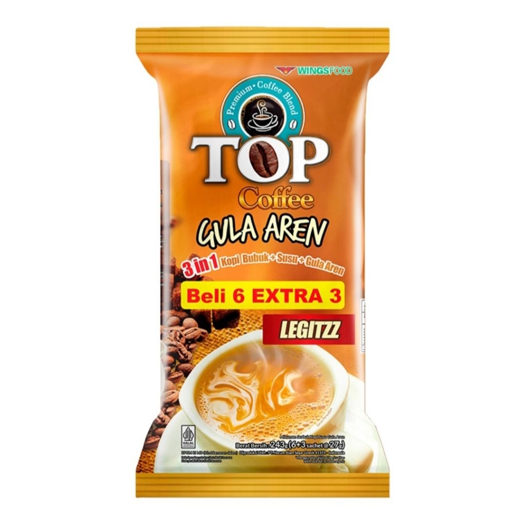 

TOP Coffee Kopi Gula Aren Tubruk Legitzz Sachet 9 x 27 g
