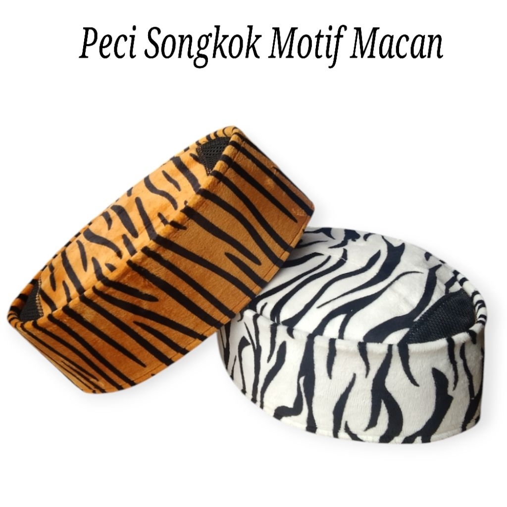 Peci Songkok Pria Motif Macan / Kopiah Muslim Anak Laki Laki