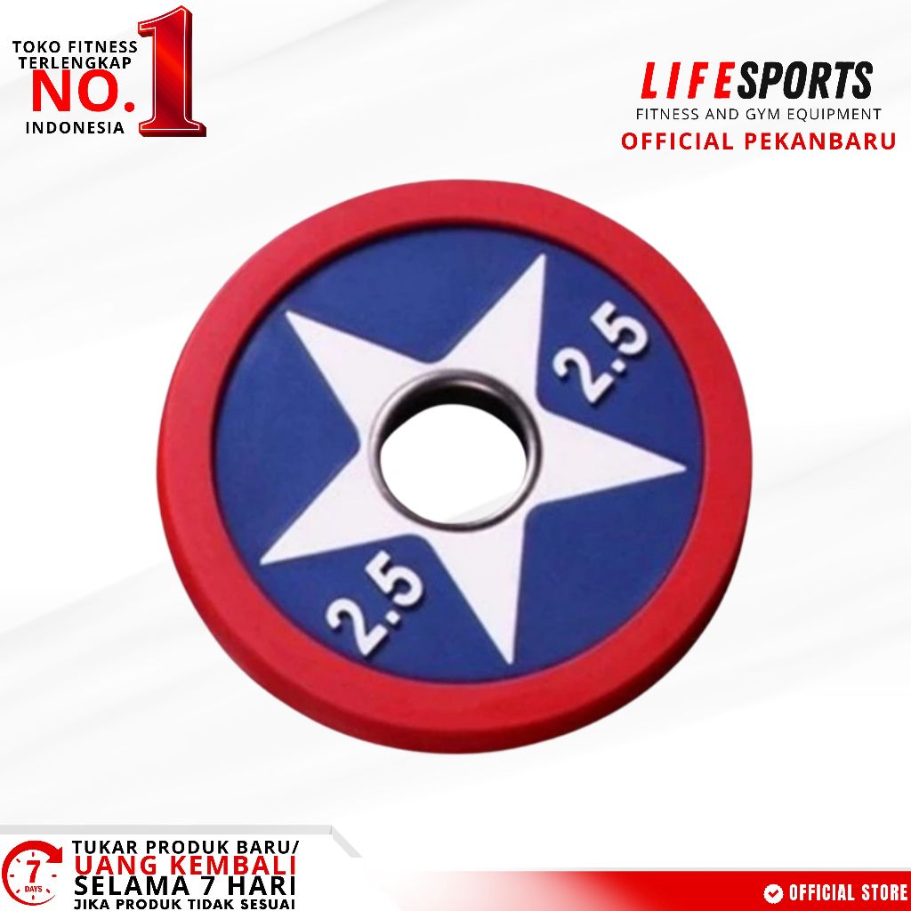 LIFESPORTS - Alat Fitness Captain America Weight Rubber Plate Olympic Bumper 2,5 Kg