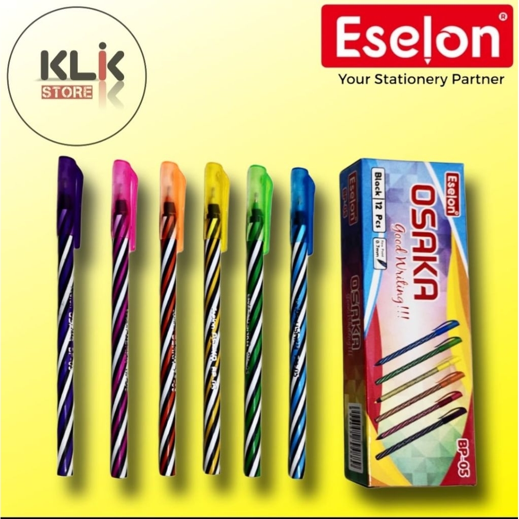 

(Pack / 12pcs) Ballpoint Esco / Osaka Bolpen Ulir Bolpoin Pulpen Pena